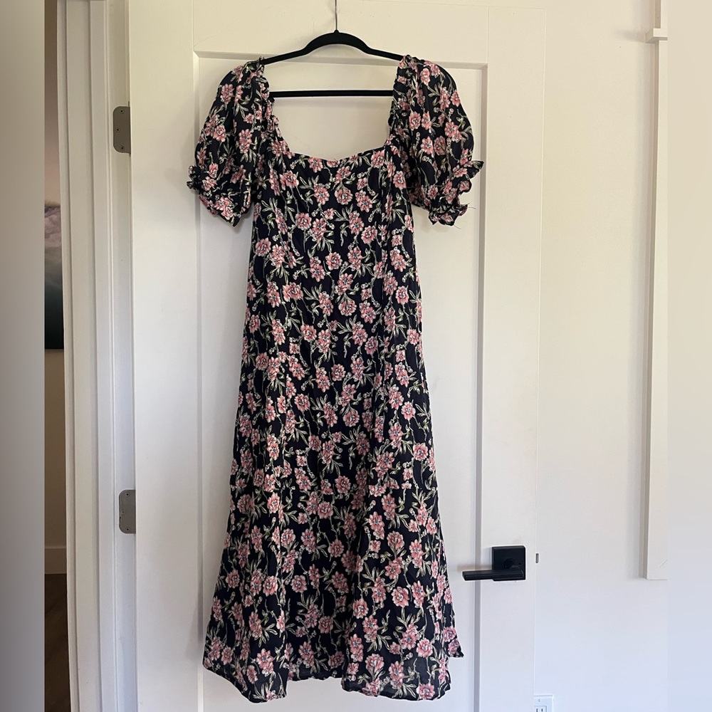 Bohme Floral Puff Sleeve Midi Dress